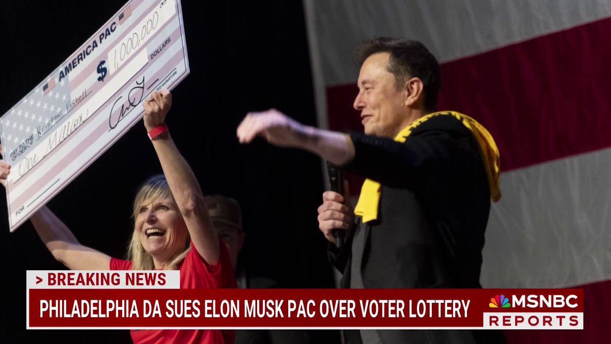 BREAKING: After the DoJ declined, Philadelphia DA Larry Krasner has just filed suit to halt Elon Musk’s $1 million daily giveaway to battleground state voters, calling it an illegal lottery that skirts state limits and violates consumer protection laws.