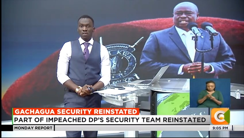 Gachagua Security Reinstated: Part of impeached DP’s security team reinstated 4 GSU officers, 2 vehicles were returned DP said security was withdrawn on October 17 #CitizenMondayReport Trevor Ombija, HSC