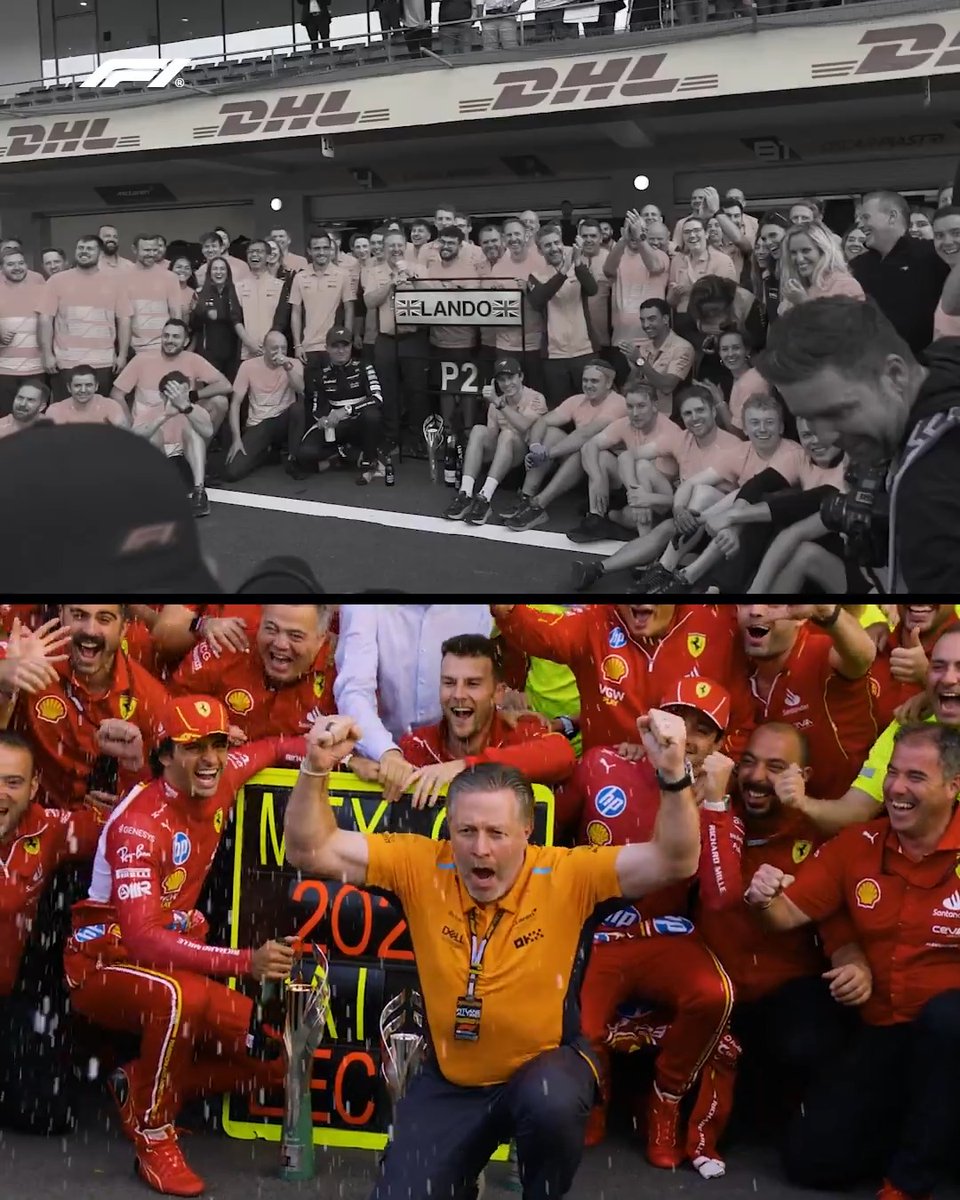 Photo bomb 📸🤣 The battle between Ferrari and McLaren continued post-race as well 😂 #F1 #MexicoGP