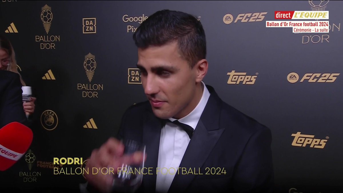 La première réaction de Rodri après sa victoire : « Gagner le Ballon d'Or me donnera plus de force pour l'avenir » #ballondor