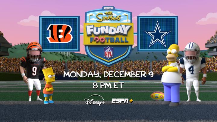 Mmmm … Football 🍩 The Simpsons Funday Football streams live December 9 on Disney+ and ESPN+