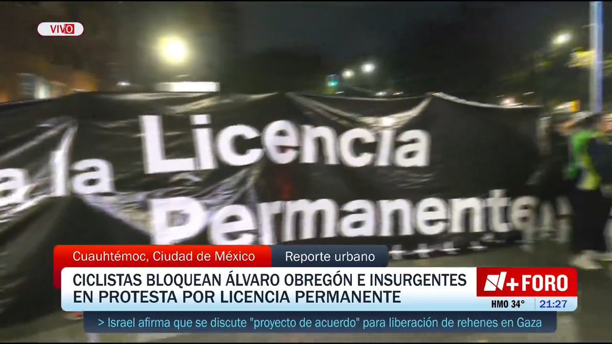 #ReporteVial: Ciclistas bloquean Álvaro Obregón e Insurgentes, en protesta por la licencia permanente para conducir en la CDMX. #Hora21 con José Luis Arévalo | #nmásforo | #SiempreEnVivo | #SiempreContigo | Sigue la señal en vivo por