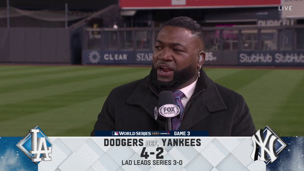 "Even when Fat Joe came out, the body language from the fans was like DAMN! I was like what's going on here?! Are we in a funeral already?!" David Ortiz was concerned with the Yankees body language during Game 3