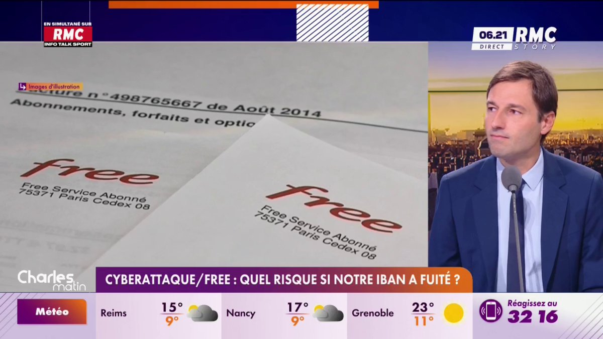 🚨 Attention si vous êtes abonné chez Free, car l'opérateur a subi une cyberattaque massive. Le hacker a récupéré les données personnelles de plus de 19 millions d'abonnés. Il aurait aussi récupéré l'IBAN de 5,11 millions d'abonnés. #CharlesMatin