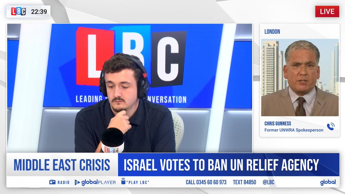 'My concern is that what was already a humanitarian catastrophe in Gaza is going to transform into a humanitarian apocalypse.' Former UNRWA spokesperson Chris Gunness responds as the Israeli parliament bans the organisation from operating in the country. Henry Riley