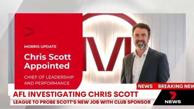 BREAKING: The AFL has launched an investigation into Geelong coach Chris Scott's new job with one of the club's major sponsors. Chief football reporter Mitch Cleary has the exclusive details. 7AFL #7NEWS
