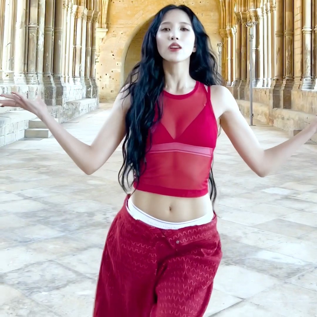 MINA IN THIS SEE-THROUGH RED FIT