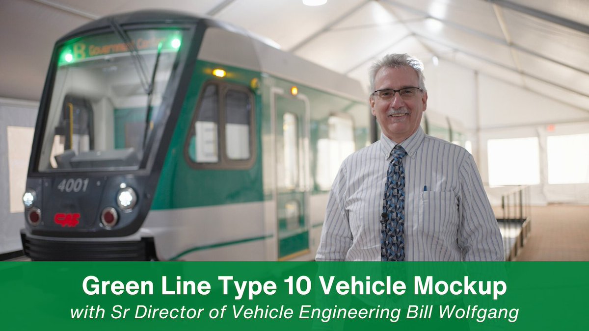 Sneak a peek of the new Green Line Type 10 vehicle mockup. Future cars will be 100% low floor, longer, & with greater capacity to carry more riders on their travels. Watch Sr Dir of Vehicle Engineering Bill Wolfgang for a preview of our future Green Line cars. #BuildingABetterT