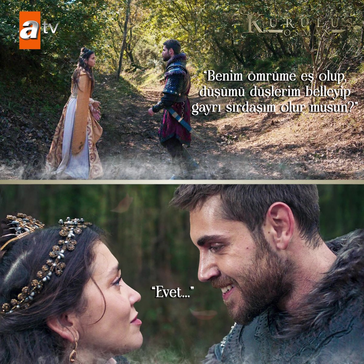 "Benim ömrüme eş olup düşümü, düşlerin belleyip gayrı sırdaşım olur musun?" Yeni bölüm yarın 20.00'de atv'de #KuruluşOsman atv