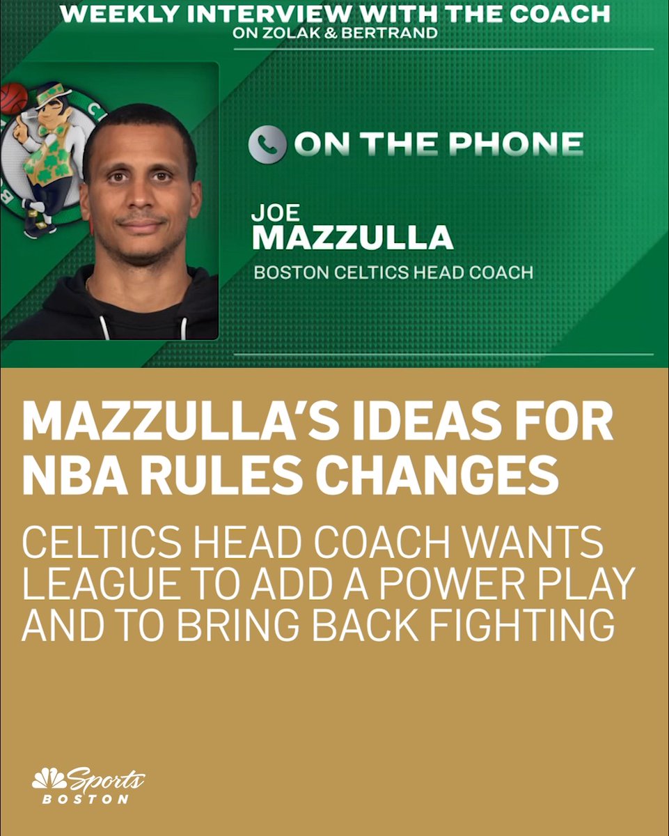 Joe Mazzulla has a few interesting rule change ideas for the NBA... he wants the league to add a power play, and to bring back fighting 🤔 Zolak & Bertrand