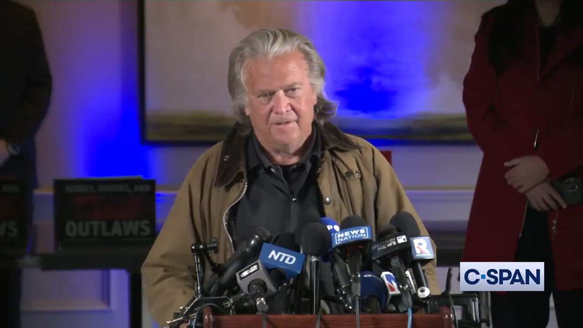 Steve Bannon: "Nancy Pelosi thought a federal prison was going to break me. Well, it empowered me. I am more empowered today, more focused today, sharper today, in better shape today than I've even been in my entire life, so Nancy Pelosi, suck on that."