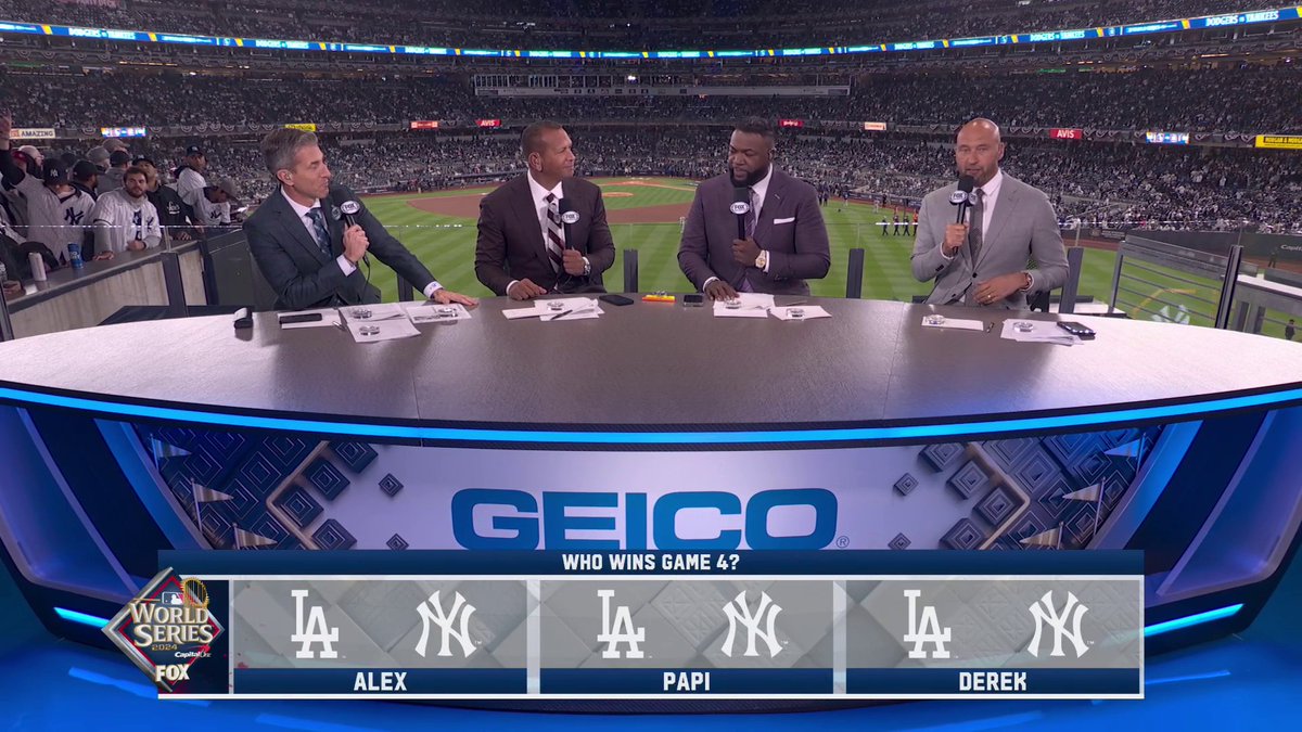 🚨 GAME 4 PREDICTIONS 🚨 Derek Jeter: Yankees 7-3 David Ortiz: Dodgers 10-2 Alex Rodriguez: Yankees 7-5