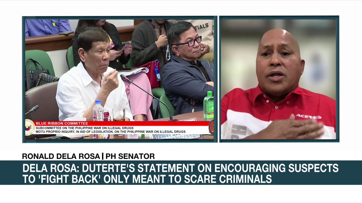 Sen. Ronald dela Rosa says ex-Pres. Duterte's statement encouraging suspects to "fight back" was part of psychological warfare to scare criminals. He adds that Duterte was so good at psywar that drug suspects were lining up to surrender even before he officially took office.