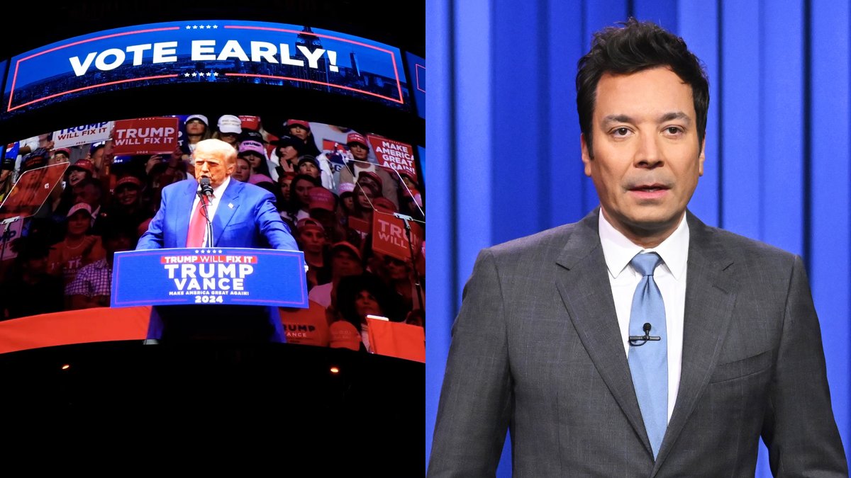 After Trump defended his disastrous rally by calling it an “absolute love fest,” Kamala looked at the polls and said, “Well I’m certainly loving it.” #FallonTonight