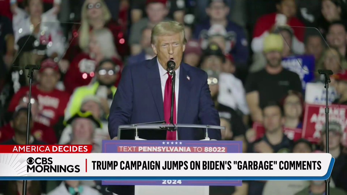 Donald Trump’s campaign is fundraising off of comments made by Pres. Biden, who, responding to racist jokes made by a comedian at the former president’s Sunday rally, appeared to call Trump’s supporters “garbage.”