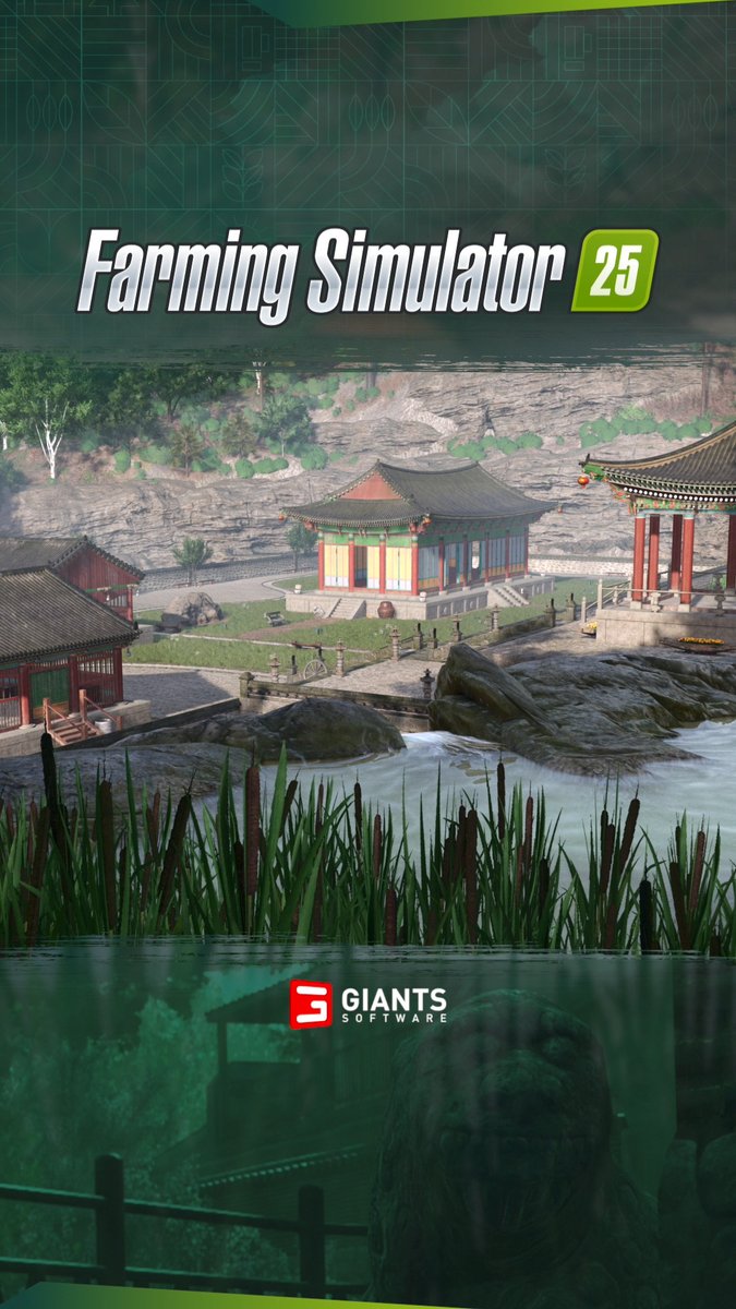 🏙️ Modern cities meet traditional temples on Hutan Pantai ⛩️ 🏘️ rural villages 🚢 busy docks 🌄 tons of space for endless fields await in Farming Simulator 25!