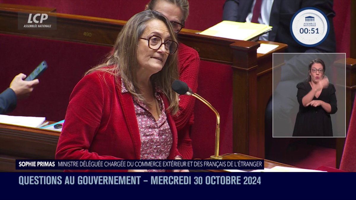 #Mercosur : "Le président de la République, le gouvernement dans son entièreté s'opposent aujourd'hui à la ratification de cet accord", répond Sophie Primas. "Si cet accord est bon pour le commerce, il n'est pas bon pour l'agriculture et l'environnement" #DirectAN #QAG