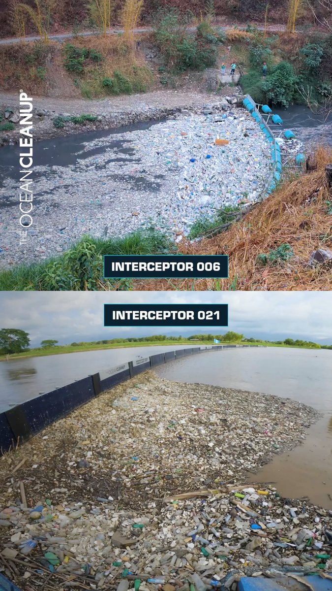 This is how Interceptors 006 and 021 are working side by side in Guatemala to intercept plastic before it reaches the Gulf of Honduras.🇬🇹