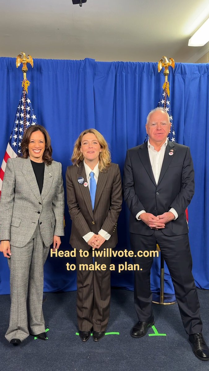 Listen to Maggie Rogers and @tim_walz: Make your plan to vote! Let’s win this thing.