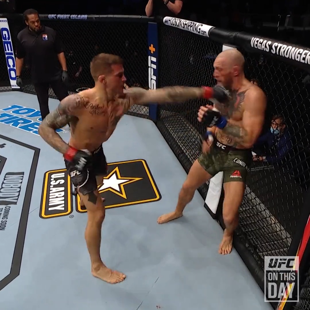 This isn't talked about as a top 10 best performance ever because there was no shiny belt on the line,Poirier easily destroyed a prime McGregor and was the first to ko him