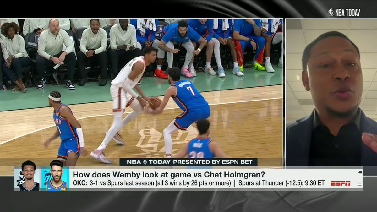 "Victor will not even say the man's name." 😳 Malika Andrews with Michael C. Wright on the Victor Wembanyama-Chet Holmgren rivalry 👀
