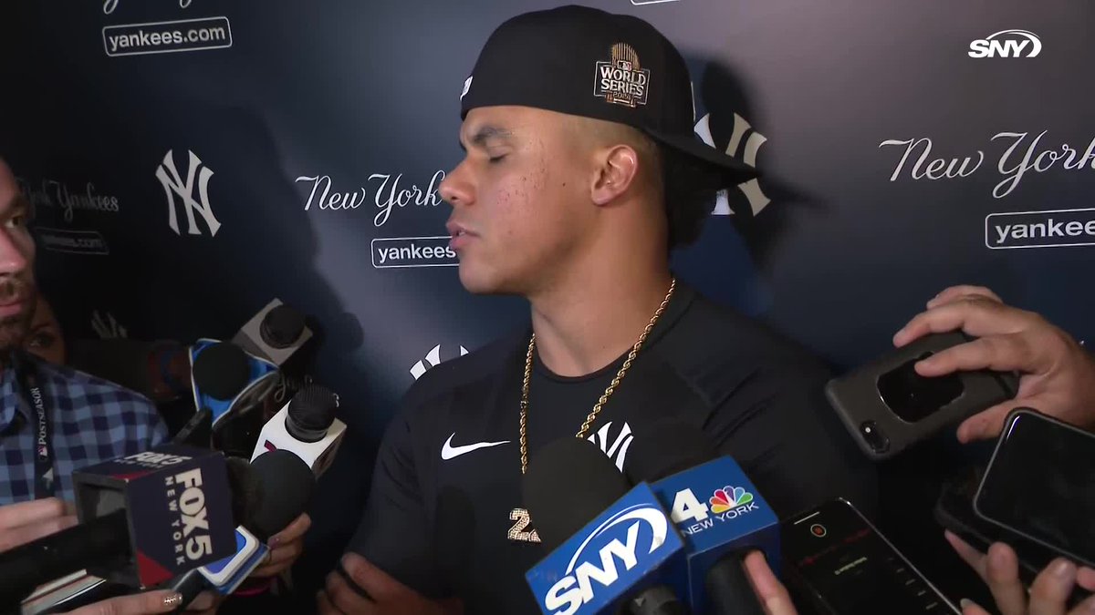 Juan Soto on the perception of him preferring to stay in New York: "I don't think so. I'm really happy with the city, with the team, how these guys do. At the end of the day, we're gonna look at every situation, every offer that we'll get and take the decision from there"