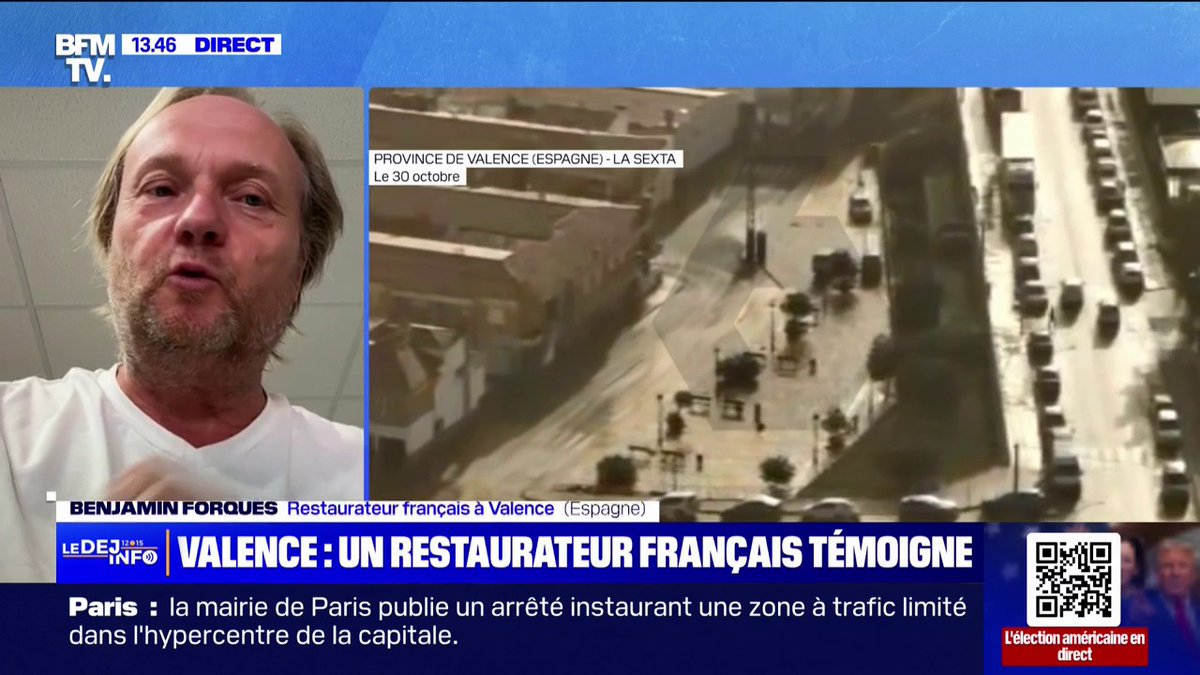 💬 "On a perdu 50% du chiffre d'affaires" Ce restaurateur français témoigne après le passage des crues près de Valence en Espagne.