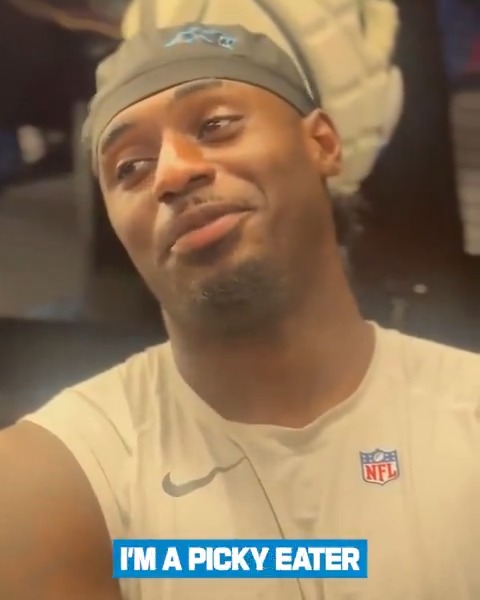 .Xavier Legette is a little nervous about what he's going to eat in Germany 😂 (via Sheena Quick) NFL Deutschland | Carolina Panthers