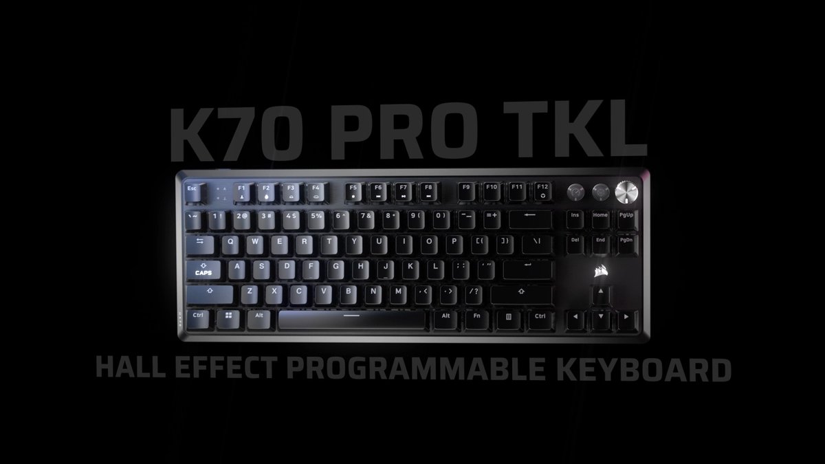 Speed is everything with the K70 PRO TKL 🔑 Pre-lubricated CORSAIR MGX Hyperdrive magnetic switches with Hall Effect Sensors ⏩ Rapid Trigger actuation and FlashTap SOCD technology 🔇 Two layers of advanced sound dampening Available now: