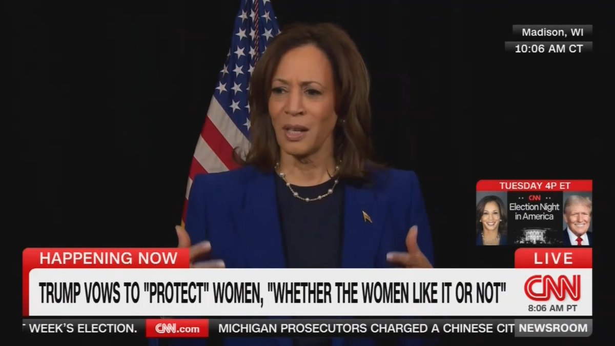 Vice President Harris: Donald Trump's remark about doing things to women 'whether they like it or not' is very offensive. He does not understand their agency and their ability to make decisions about their own lives. This is just the latest in a series of reveals by Trump on how he thinks about women. He says women should be punished, and now one in three women live in a state with a Trump Abortion Ban