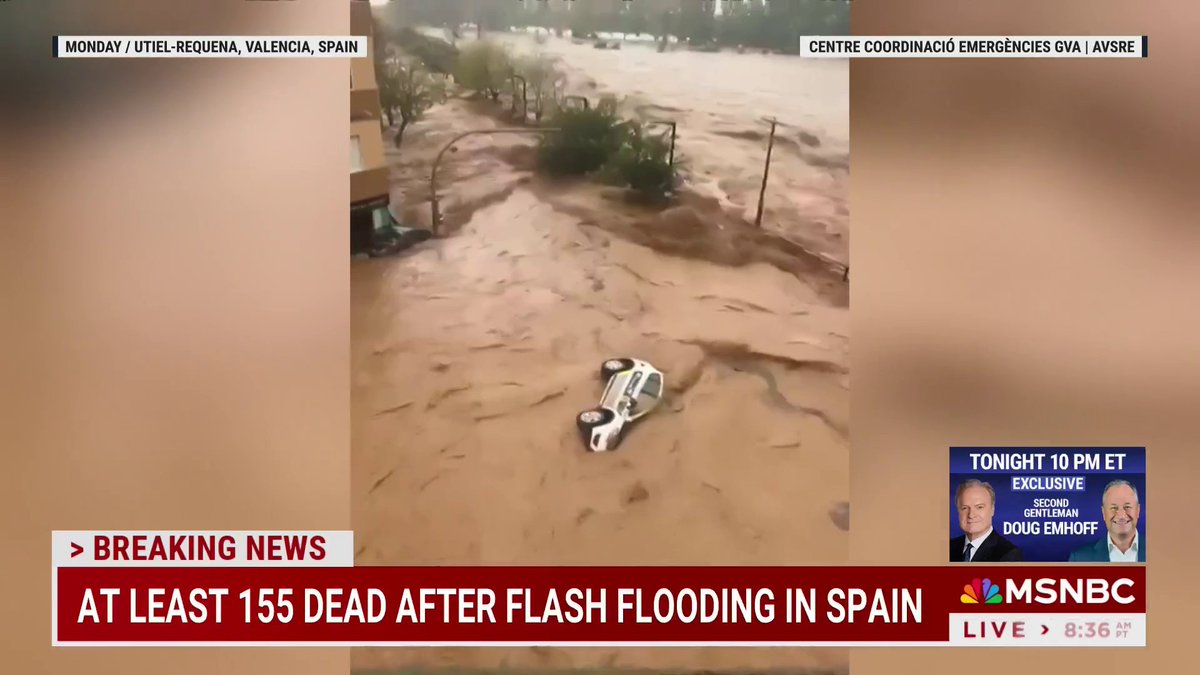 BREAKING NEWS: At least 155 dead after flash flooding in Spain.