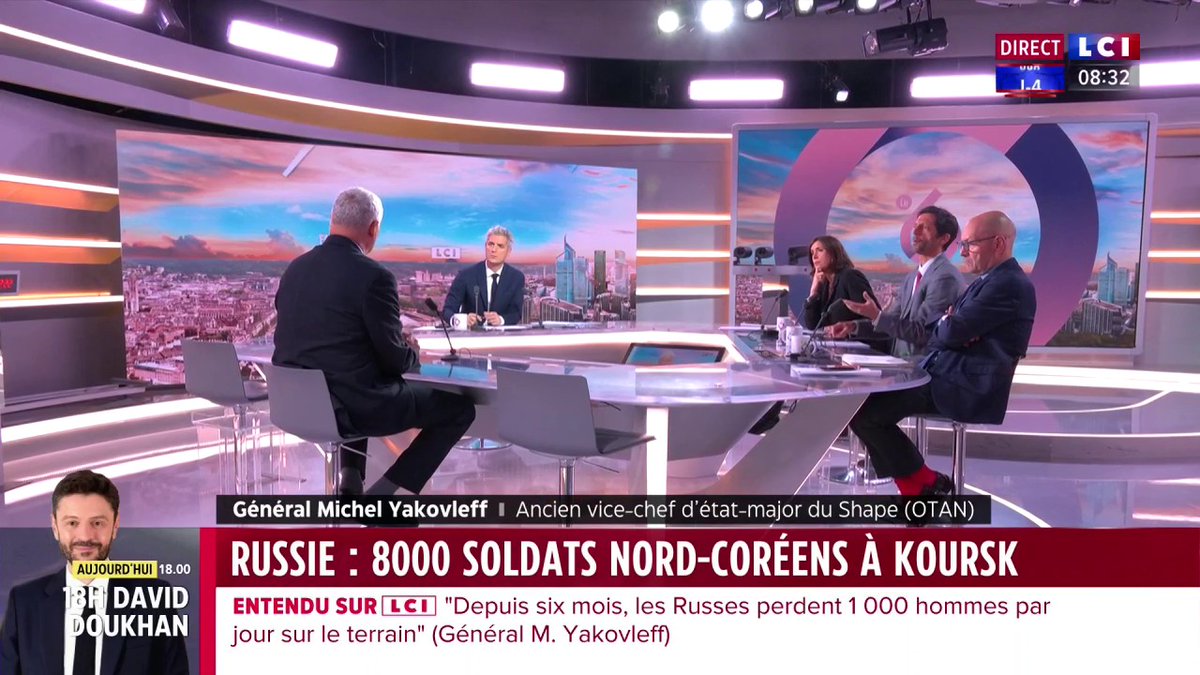 🗣️ Soldats nord-coréens en Russie : "En Europe, on a un silence assourdissant (...) Nous invitons la 3ème Guerre mondiale. Un jour viendra où la guerre viendra lécher nos rivages." Général Michel Yakovleff, ancien vice-chef d’état-major du Shape (OTAN), invité de LCI ⤵️