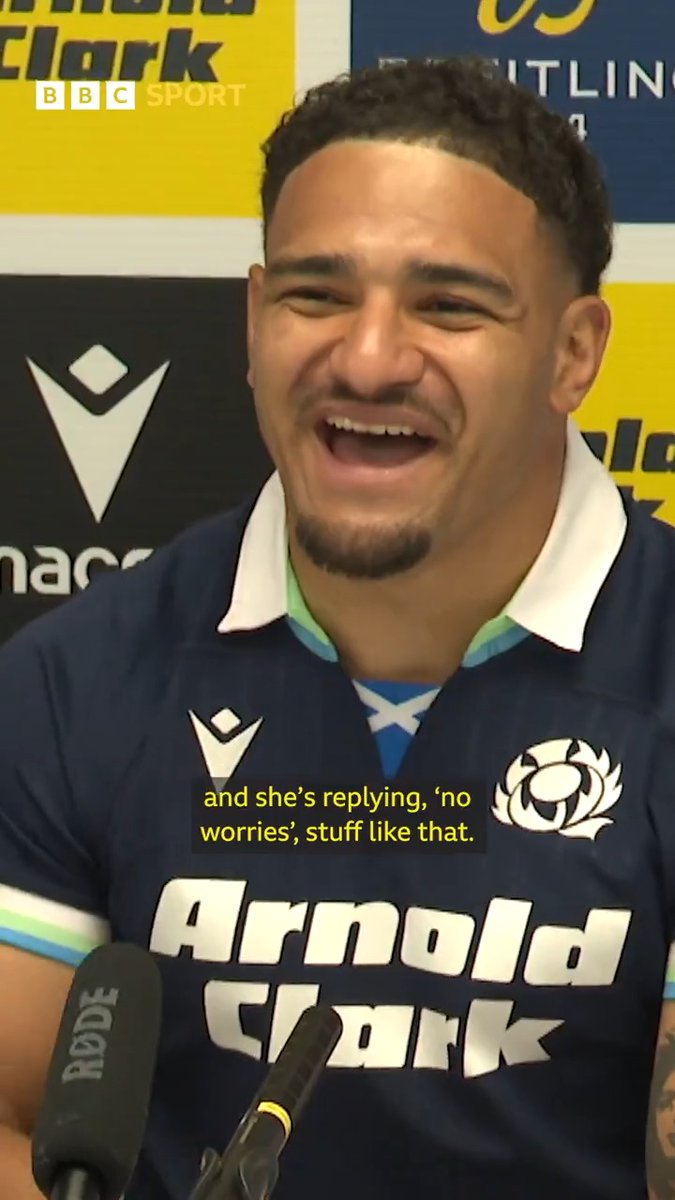 Sione Tuipulotu on what his 'Greenock granny' is saying to fans on social media who have been thanking her for making him eligible for Scotland 🤣🏴 #BBCRugby