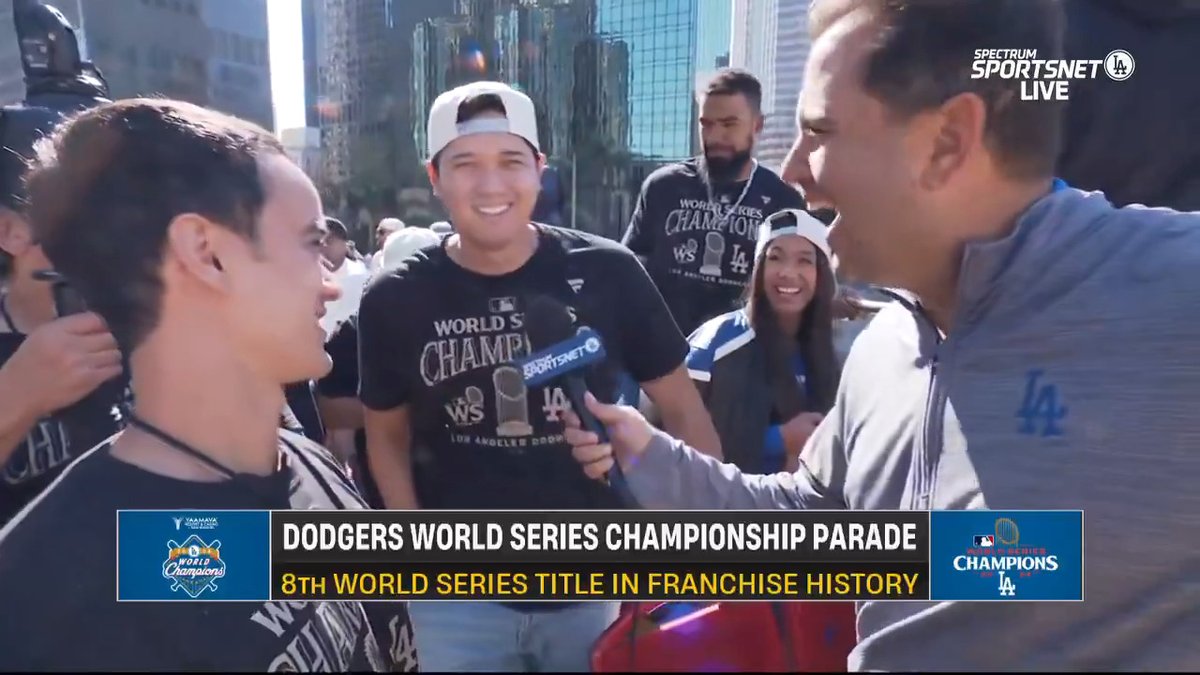 World Series Champion Shohei Ohtani taking in the #WorldSeries parade!