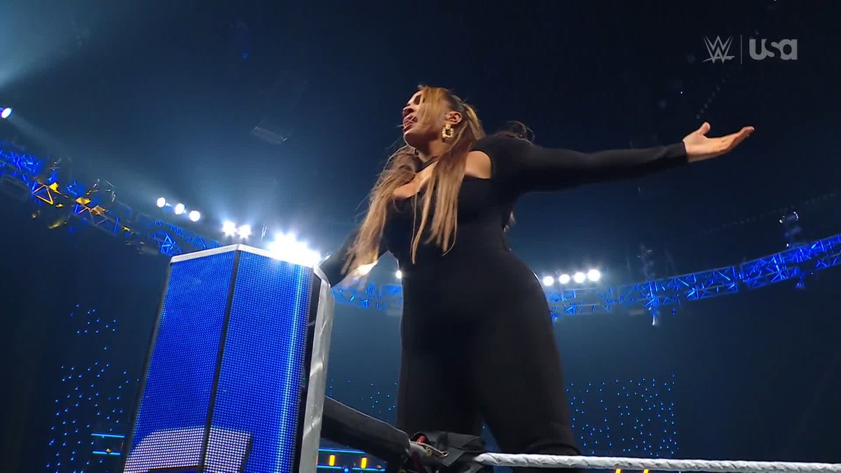 That backfired... Nia Jax just took out Raquel, LIV Morgan, and Dominik! 😱 #SmackDown