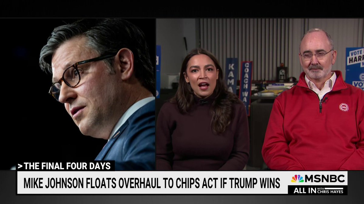 WATCH—Alexandria Ocasio-Cortez on Mike Johnson floating overhaul of the CHIPS Act if GOP gains power: “I would like to thank Speaker Johnson for his honesty and his forthrightness about what they plan to do with a Republican majority in the House of Representatives.”