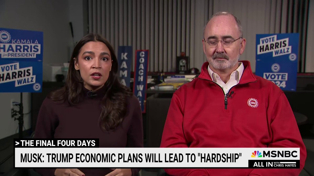 WATCH: “Elon Musk is a union buster, and Donald Trump is a scab. And the two of them, put together, cannot be put anywhere near any sort of influence in the White House,” says Alexandria Ocasio-Cortez.