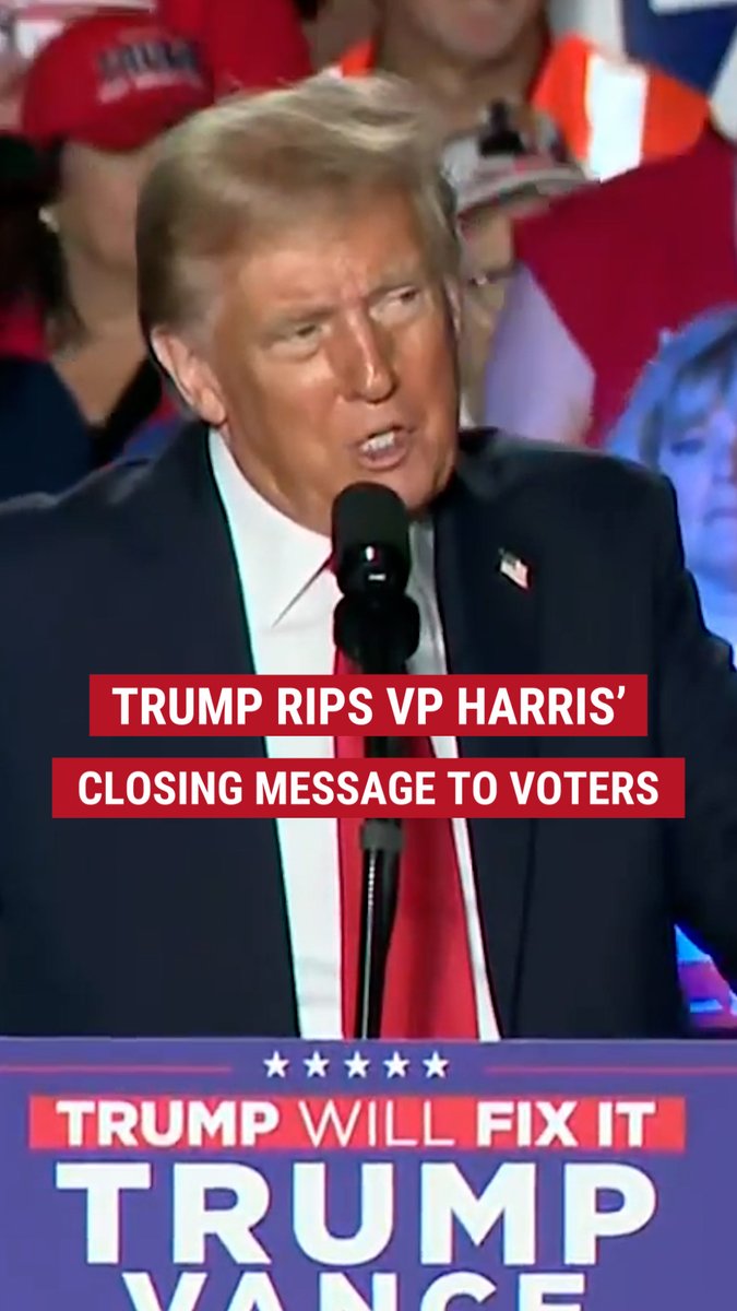 ‘SHE HATES YOU’: Former President Trump accuses Vice President Harris of sending a message of “hate” as her closing pitch to the American people.