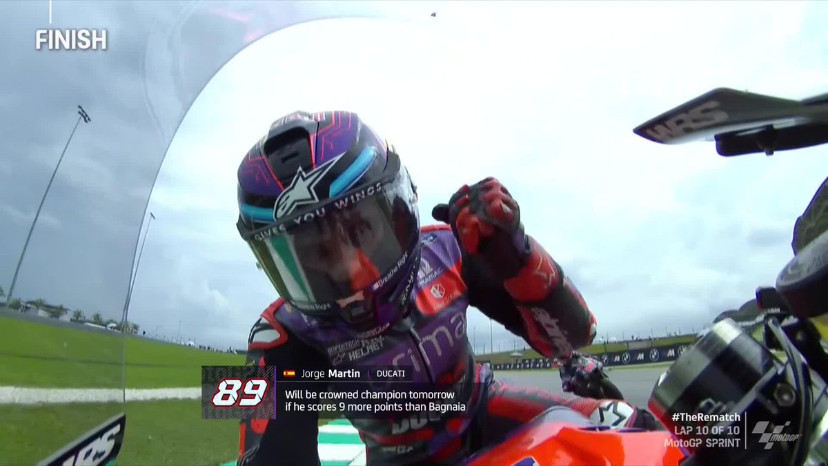 MATCH POINT! ✅ Jorge Martín Almoguera with the biggest win of his life to set up a first title shot tomorrow! 🚨 #MalaysianGP 🇲🇾