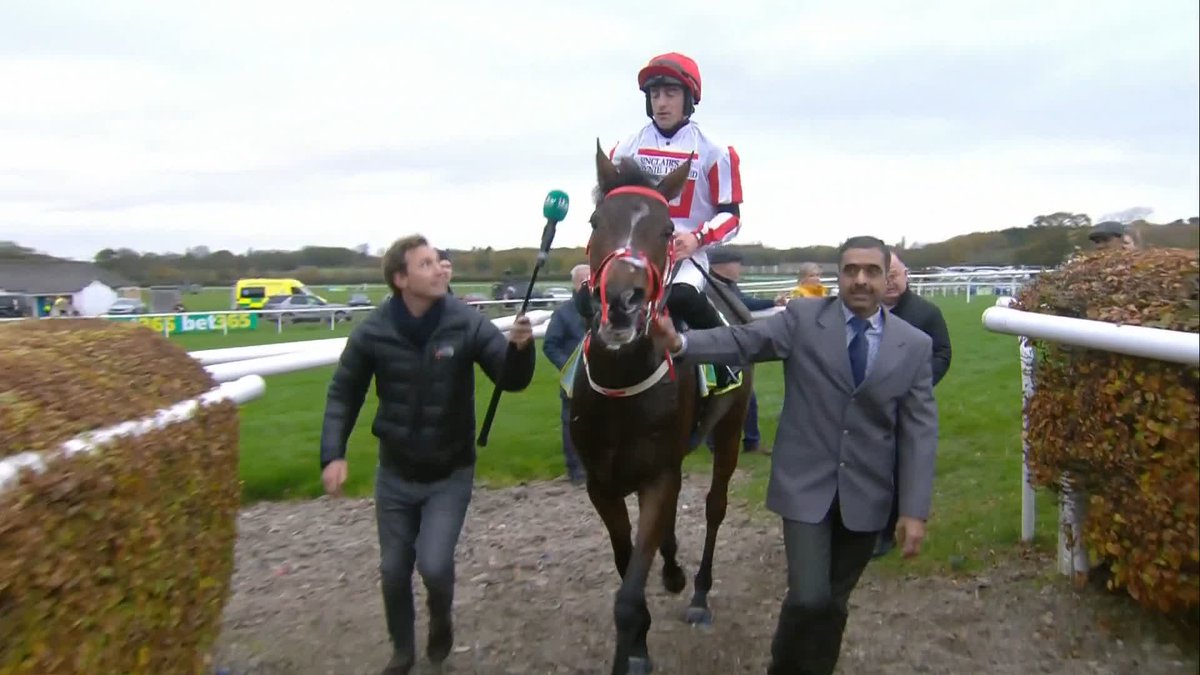 Brian Hughes pays tribute to Graham Lee, after his victory onboard The Real Whacker in the Charlie Hall Chase #ITVRacing | Oli Bell