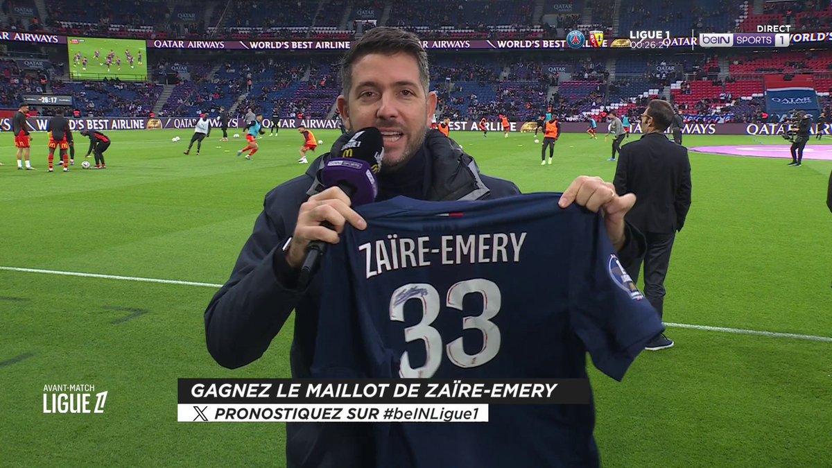 📺 #beINLIGUE1 [🎁CONCOURS] ⚽️#beINLigue1 🔮 Donnez votre pronostic pour #PSGRCL via #beINLigue1 👕 Le maillot de Warren Zaïre-Emery est à gagner ! 👉 Follow beIN SPORTS pour jouer #Ligue1McDonalds #PSGRCL