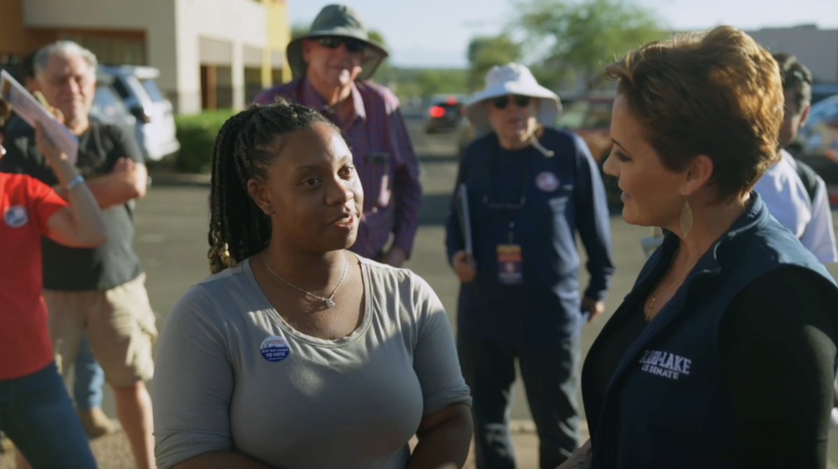We were outside of a polling location in Tucson yesterday and captured this incredible moment: This lifelong Democrat saw Kari Lake & came up to tell her that she voted RED for the very first time. Republicans, Independents & Democrats are banding together for change! 🇺🇸