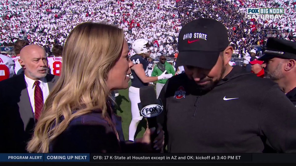 "It just shows the grit and toughness of this team. There's a smile right here on my face and I'm really proud of this team and the physicality." Jenny Taft catches up with Ohio State Football's Ryan Day after a massive win over Penn State ⬇️