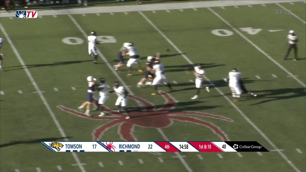 JABRIL TO THE HOUSE! 💨 Hayes goes 90 yards for the fourth-longest interception return in program history!! #OneRichmond