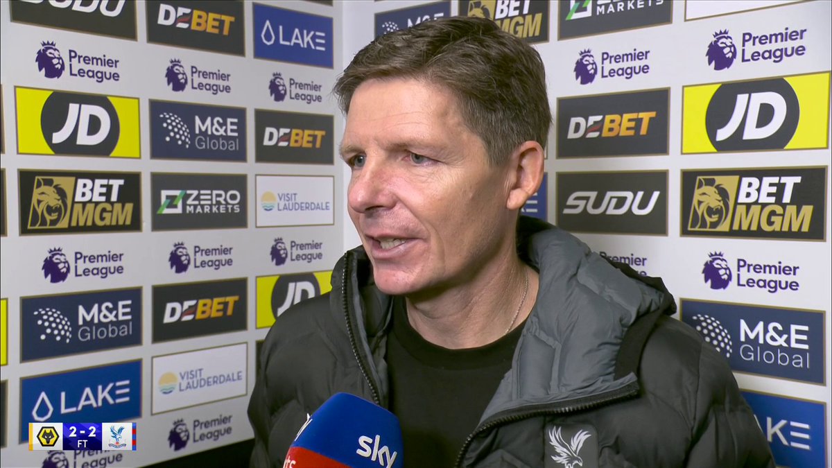 "It's a clear red card." 🟥 Oliver Glasner reflects on Crystal Palace's chances against Wolves and says they haven't been lucky this season with decisions 😮