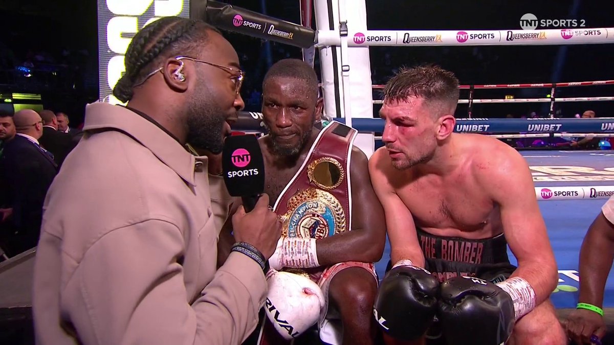 A credit to the sport 🥊 🇬🇧Ekow The Engine Essuman🇬🇭 and Ben Vaughan share the spotlight in their post-fight interview... 🎙️ Jaydee Dyer 💎👑 | #DaviesMasoud