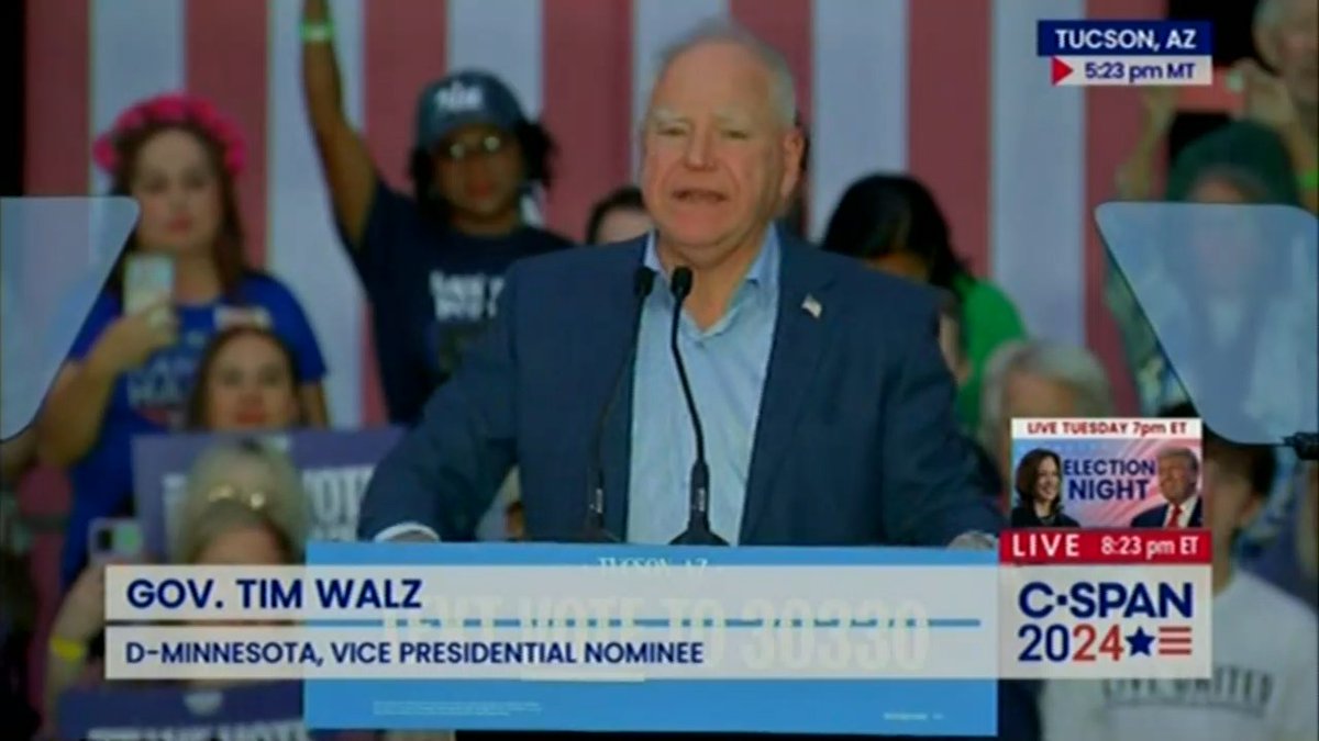 Gov. Walz: There will come a day where you're going to be sitting on that rocking chair, and the little ones are going to ask you, ‘When everything was on the line, and there was somebody running who asked to be a dictator and wanted to overturn the Constitution and talked about using the military against our people, what did you do to stop that from happening?’ Volunteer now: