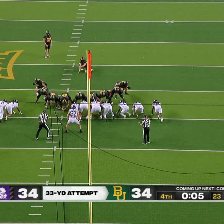 FOR THE WIN‼️ Isaiah Hankins nails the game-winning field goal to help lift Baylor over TCU 😤