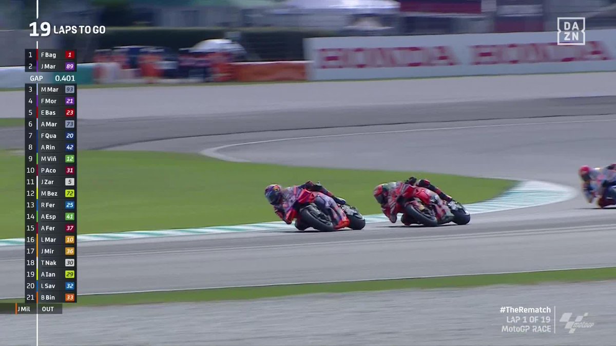 QUÉ PELEA QUÉ ESPECTÁCULO QUÉ REGALO Jorge Martín y Pecco Bagnaia jugándose el Mundial de #MotoGP EN CADA MALDITA CURVA 😍 #MalaysianGP 🇲🇾 #TheRematch