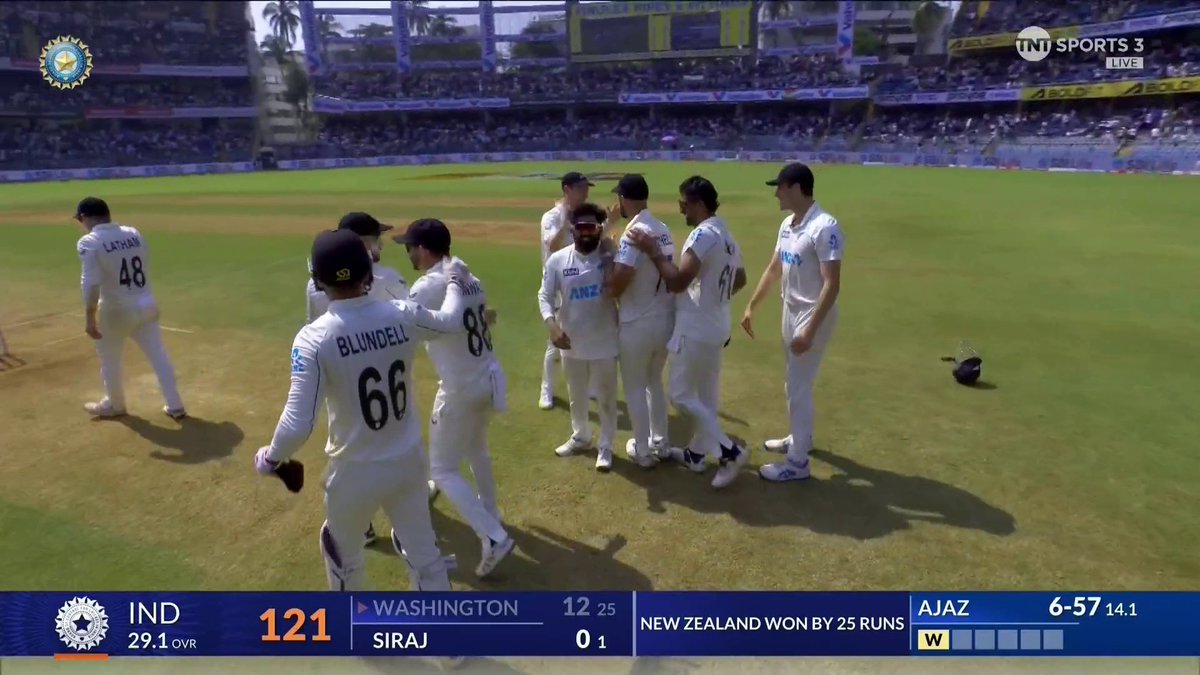 The moment New Zealand beat India 3-0 - the first time they have been whitewashed at home since 1999 😮 📺 TNT Sports & discovery+ UK